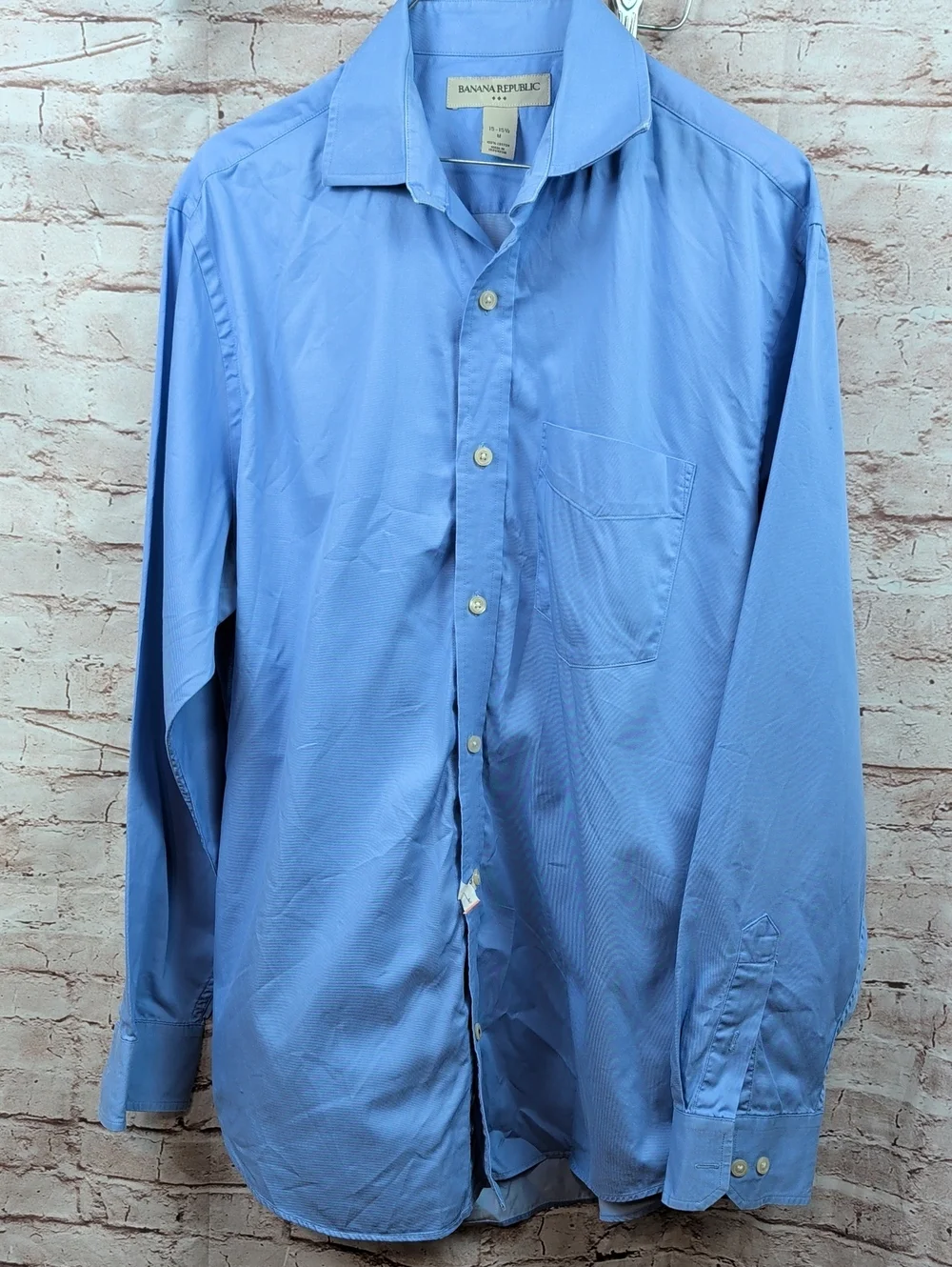 Banana Republic Men's Sky Blue Long-Sleeve Dress Shirt Medium